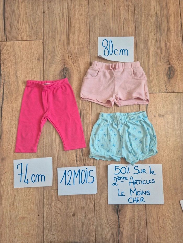 Lot bas fille 12 mois shorts bloomer et Legging pantacourt détente