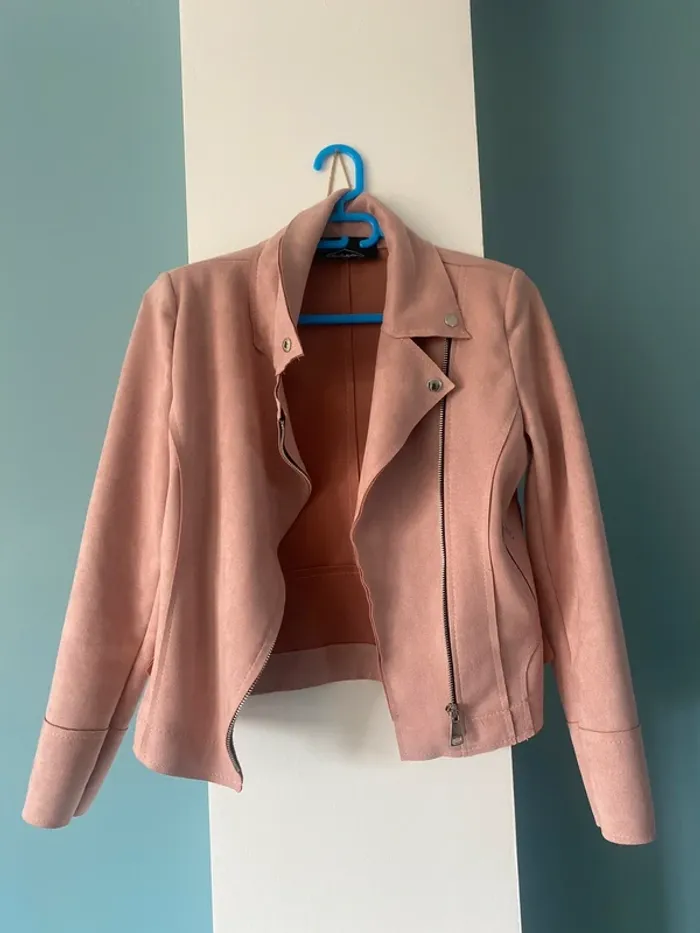 Veste suédine rose poudrée - photo numéro 2