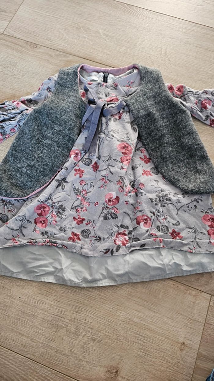 Ensemble robe + bolero fourrure 4 ans