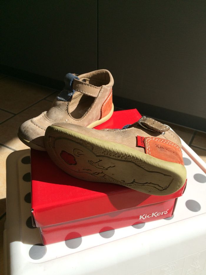Chaussure Kickers bonbeck T24 beige bleu orange - photo numéro 5