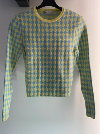 Maglia a rombi giallo e azzurro