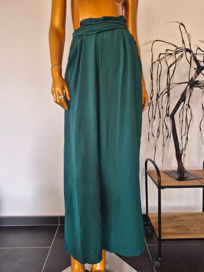 Pantalon Large Vert Sapin Femme Taille 42/44