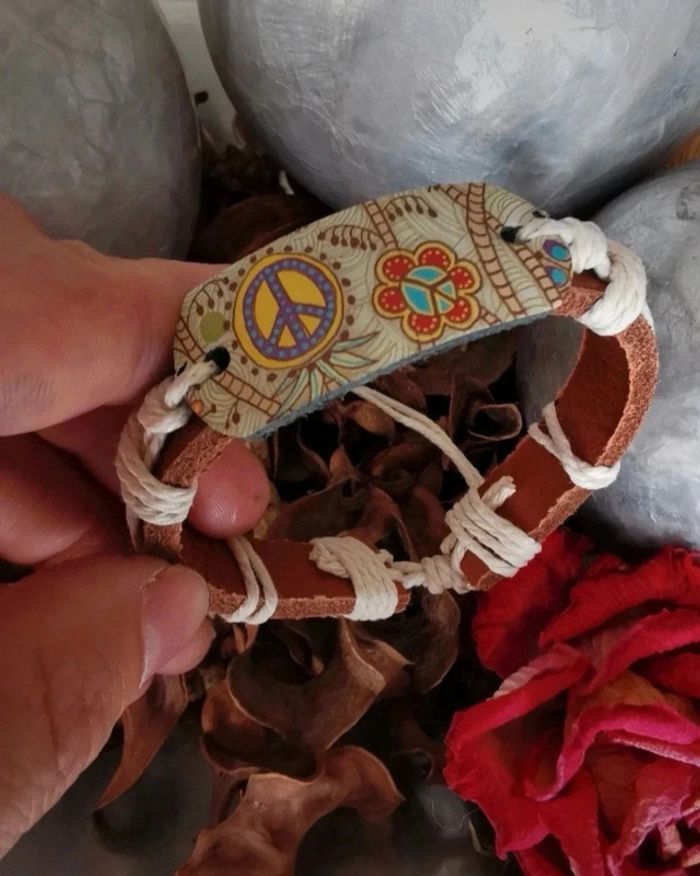 F19 bracelet cuir bohème marron ajustable - photo numéro 2