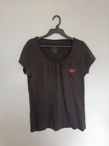 T-shirt marron foncé logo Napapijri
