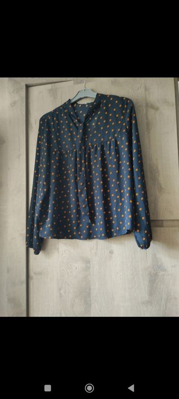 Blouse femme bleu marine imprimée pois