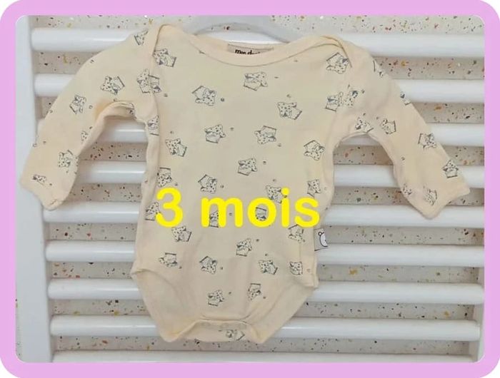 Body manche longue jaune motif champignon Defi Mode Taille 3 mois