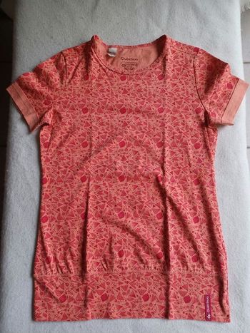 T-shirt fille corail avec motifs rouges 14 ans