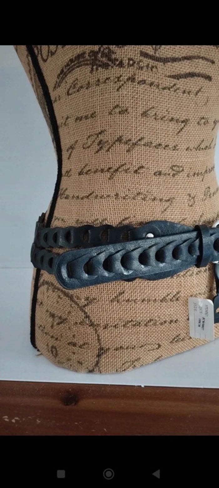 Ceinture noire deux rangs 105 cm femme - photo numéro 4