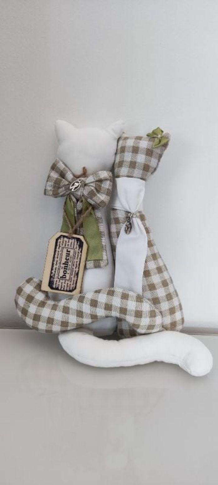 Chat en couple en tissu fait main