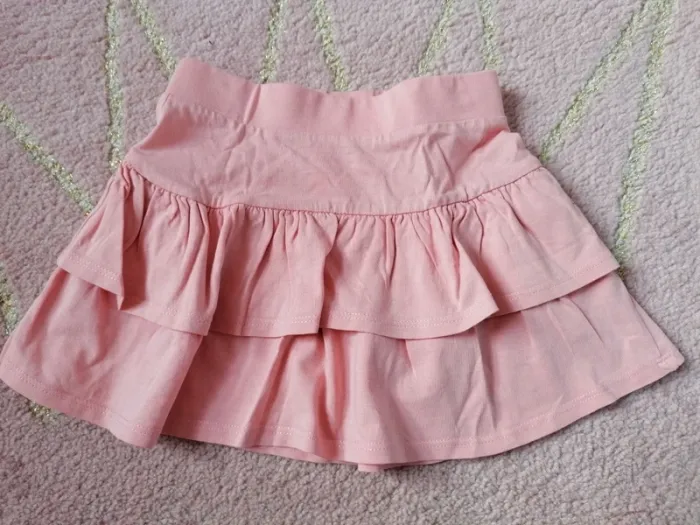 Jupe coton élastique froufrou été fille rose