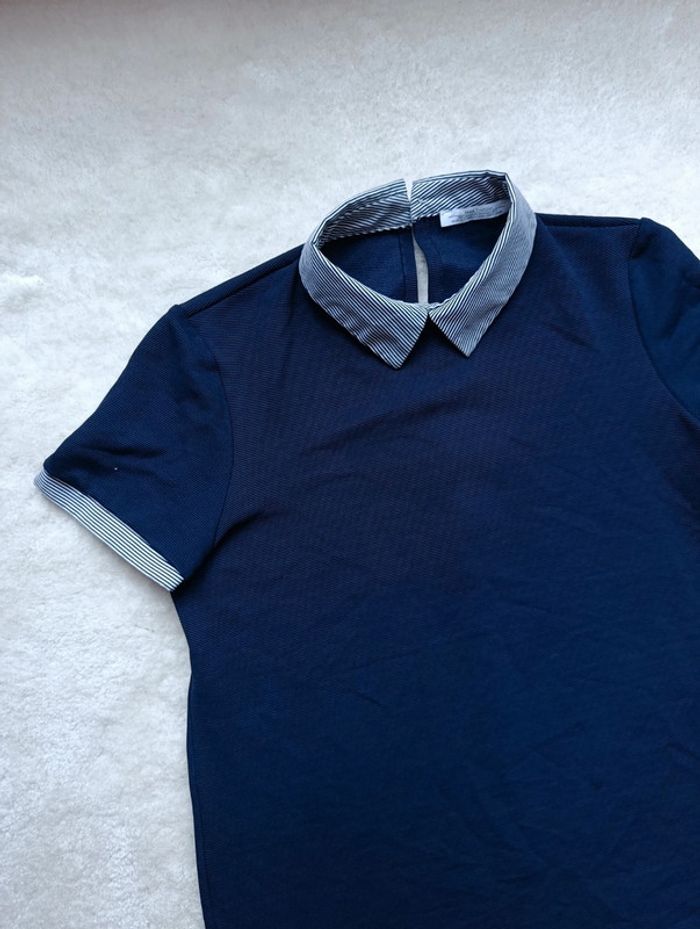 Petite robe polo Zara S col chemise couleur bleu marine - photo numéro 2