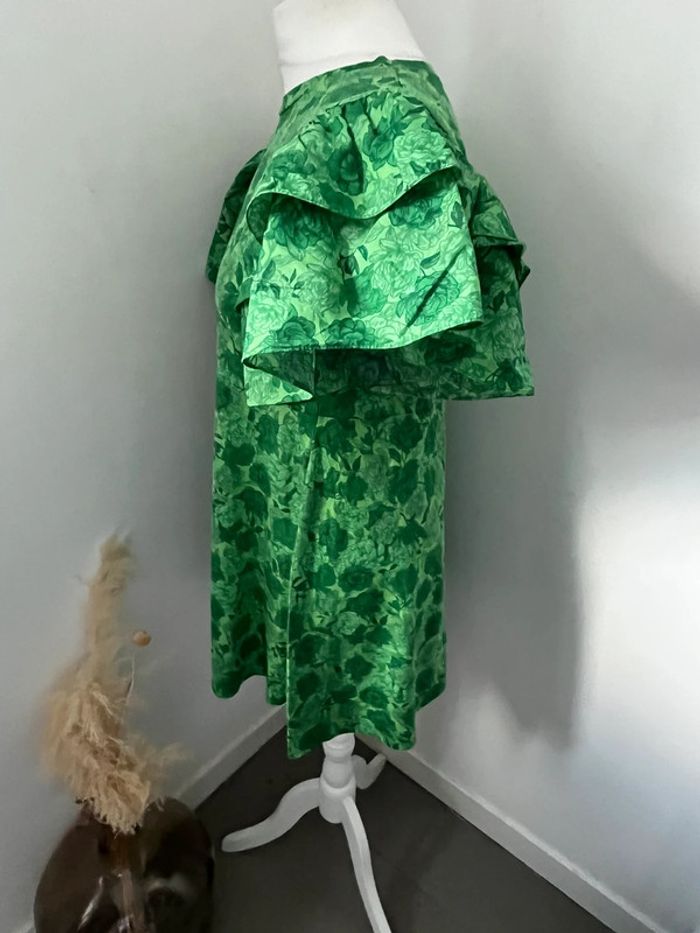 Robe verte manches bouffantes Zara S - photo numéro 4
