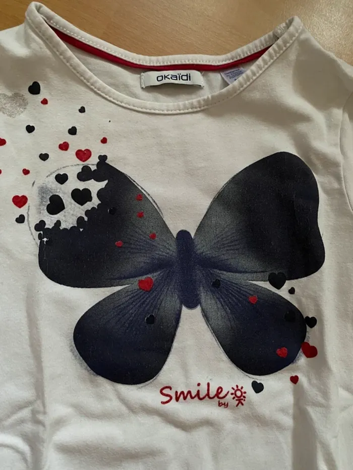 Pull fin / t-shirt manches longues papillon Smile Okaidi Taille 8ans - 126 cm - photo numéro 3