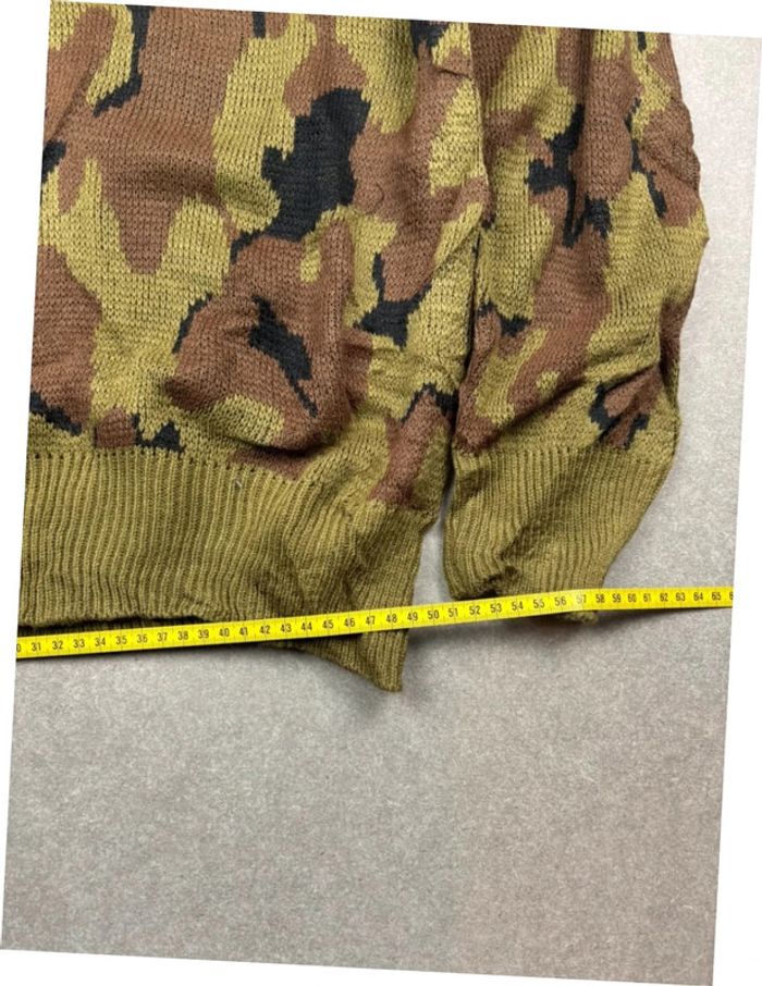 Pull vintage à motif ethnic militaire vert marron - photo numéro 5