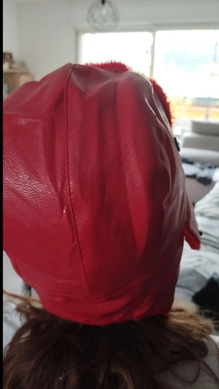 Chapeau style aviateur rouge enfant 52 cm - photo numéro 3