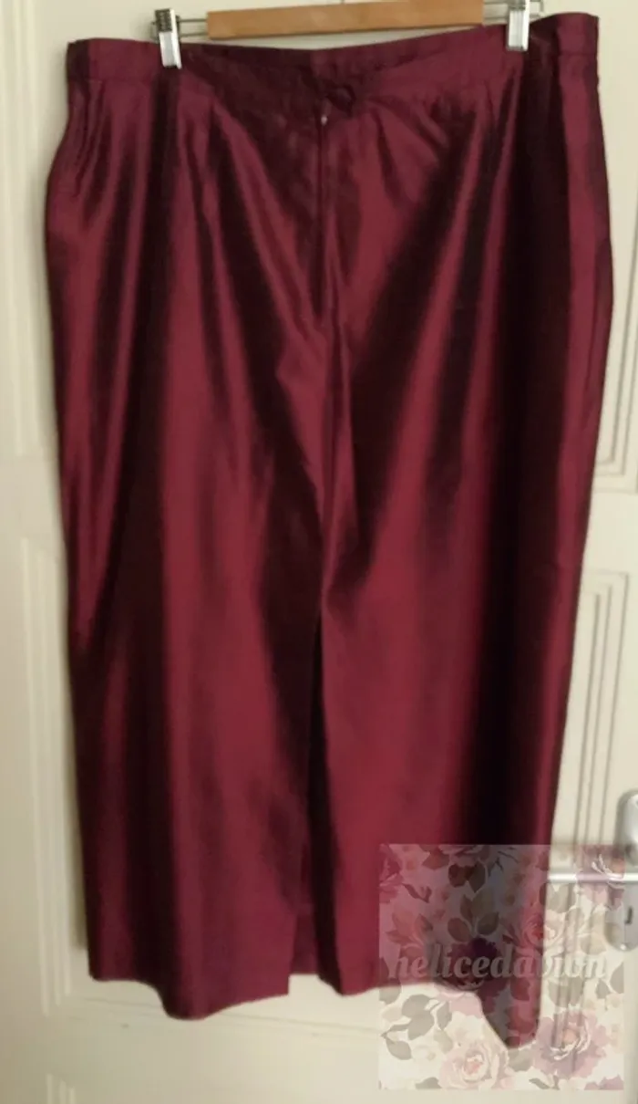 Jupe longue Marina Rinaldi Bordeaux taille 48 (27) en soie mélangée - photo numéro 2