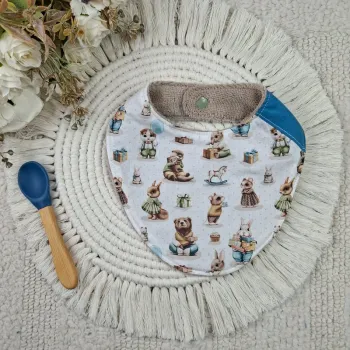 Bavoir bandana motif animaux 0-9 mois