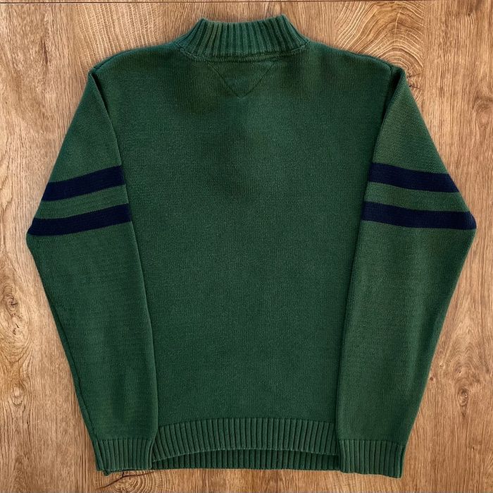 Pull quart ZIP/gilet/sweat vert foncé, bleu et blanc Tommy Hilfiger, garçon, taille : L (16/18) - photo numéro 3