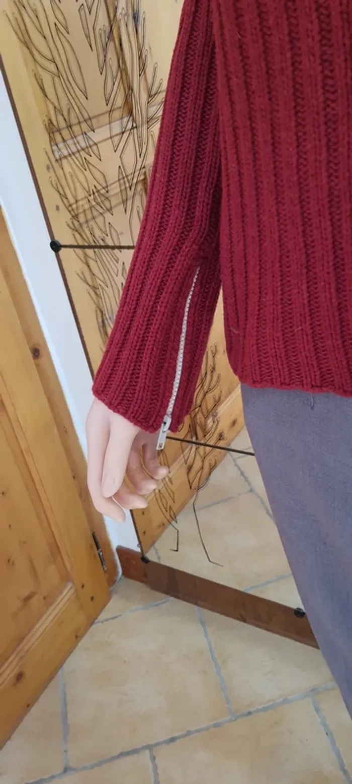 Pull col roulé femme rouge "Promod" taille S - photo numéro 2