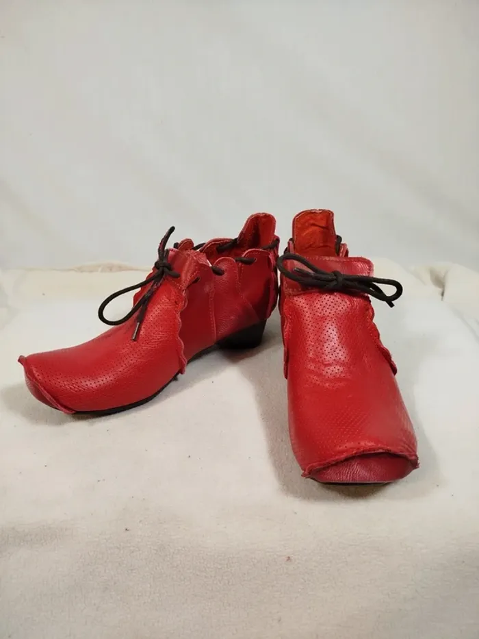 Chaussures femme cuir véritable Maia cuir rouge T 36 vintage - photo numéro 2
