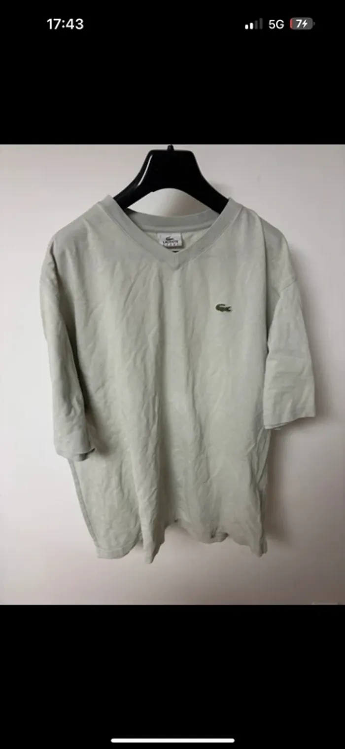 T-shirt Lacoste gris clair col V – Taille 7 (XXL) - photo numéro 6