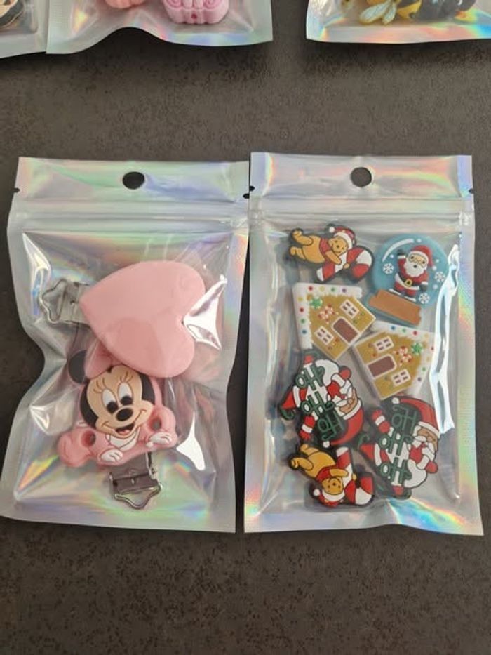 Lot minnie rose avec le cœur rose en clip silicone