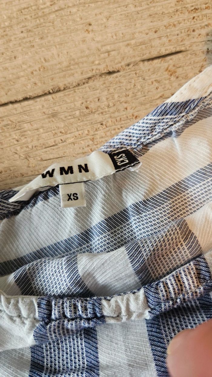 Blouse sans manche bleue lignée blanc,  WMN, CKS, tailleXS, nickel - photo numéro 5