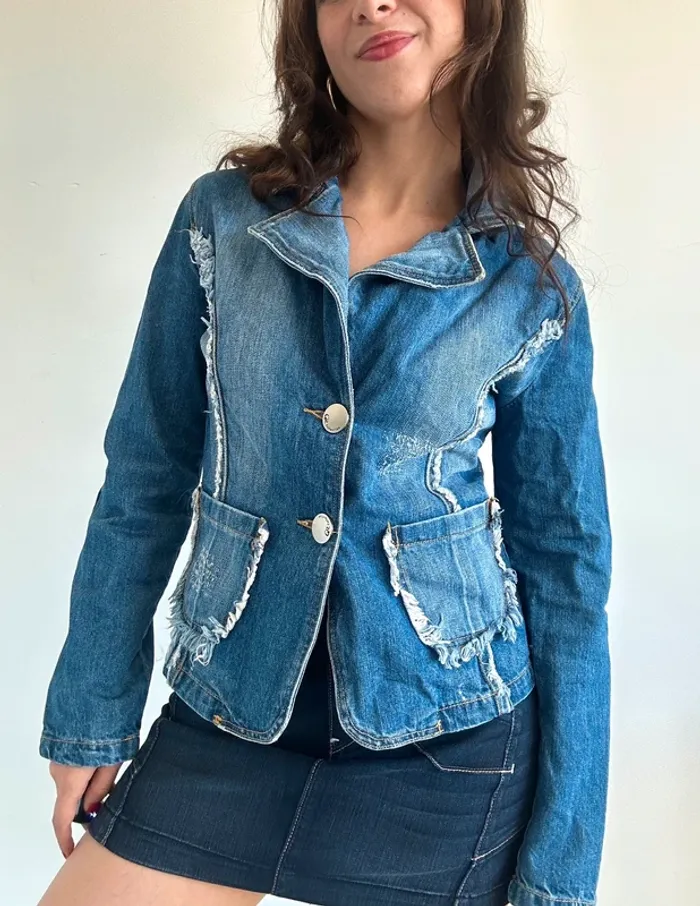 Veste en jean cintrée Y2K vintage années 2000 taille S - photo numéro 5
