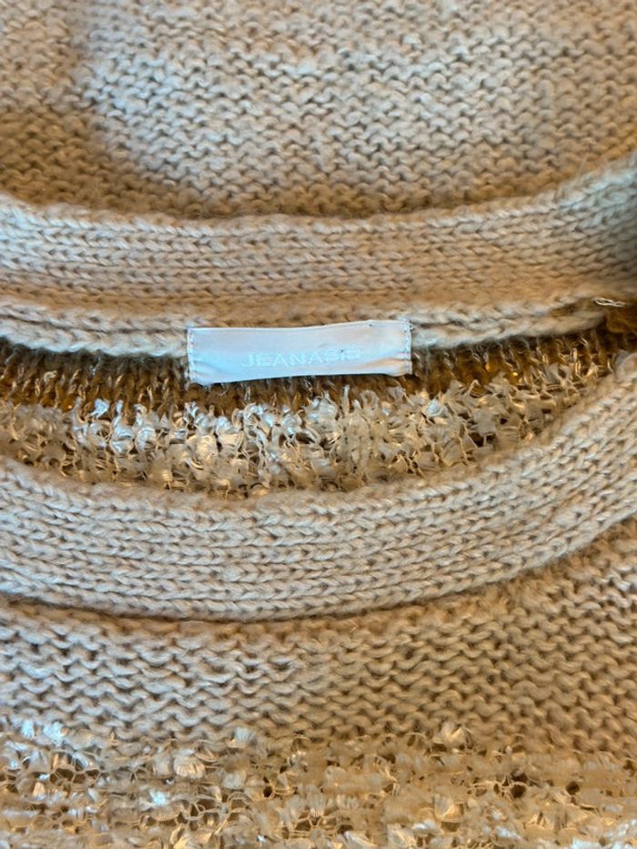 Pull à sequins rayé beige crème – Jeanasis – Taille S - photo numéro 7