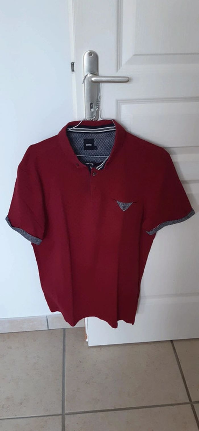 Polo rouge bordeaux manches courtes / Brice / taille L