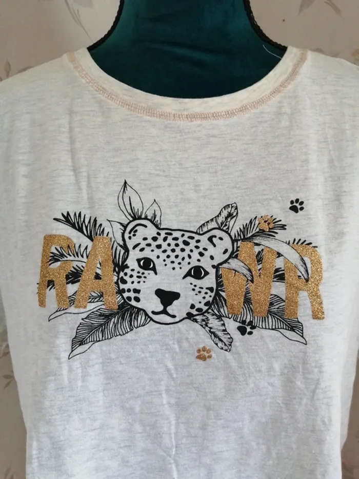 Ensemble de pyjama Tee-shirt et pantalon beige à motifs tête jaguar / cendored / (M-L) - photo numéro 3