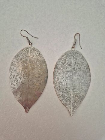 Boucles d'oreilles feuille argent