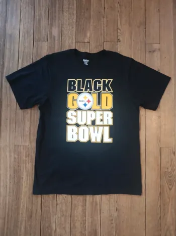 T-shirt steelers Reebok Black gold super bowl XL