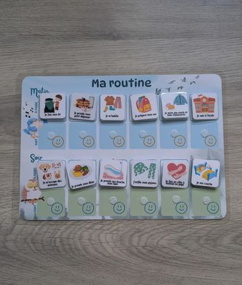 Tableau de routine enfant matin et soir oiseau chouette, 30 vignettes 