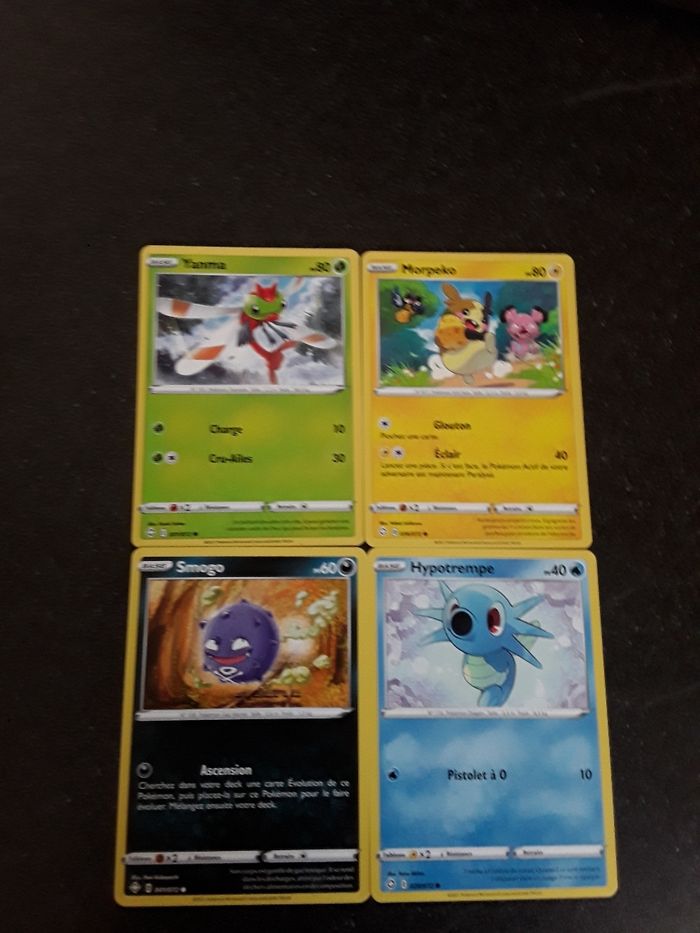 Yanma + Morpeko + Smogo + Hypotrempe lot de 4 cartes Pokémon neuves