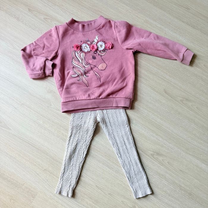 Ensemble fille 2/3 ans – pull C&A 98 cm + legging Zara - photo numéro 3