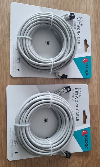 Lot de 2 câbles RJ45, longueur 10m, cat6