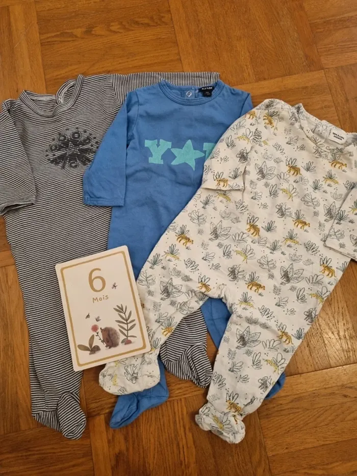 Lot 3 pyjamas mi saison 6 mois