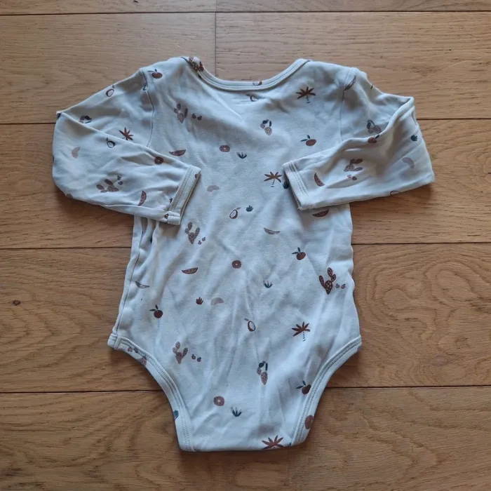 Lot de 5 bodies manches longues bébé emmanchure US - cappuccino - photo numéro 4