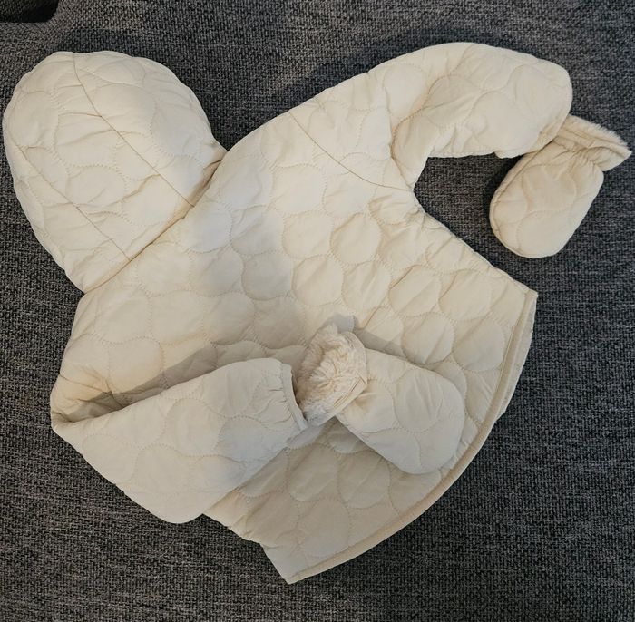 Manteau beige avec moufles 12-18mois - photo numéro 2