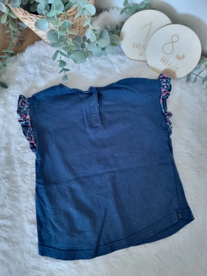 Ensemble tee-shirt et short bleu fleuri - photo numéro 3