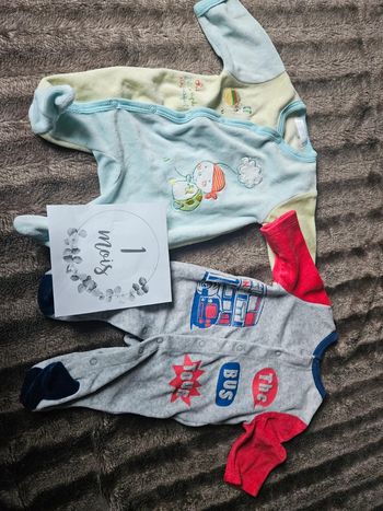 2 pyjamas manches longues chaud garçon 1 mois