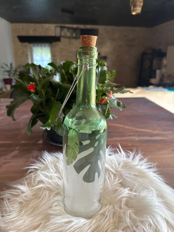 Bouteille décorative en verre - Motifs Palmiers