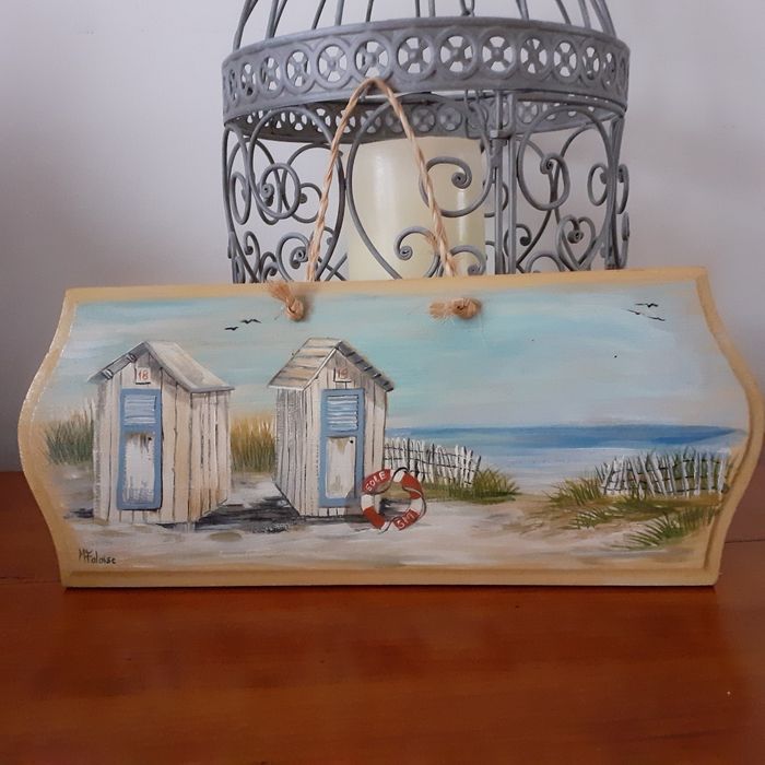 Pancarte décorative en bois *motif cabanes de plage - photo numéro 2