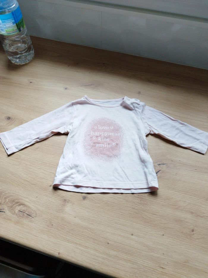 Haut manches longues léger rose bébé 6 mois