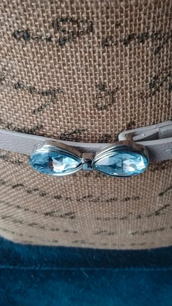 Ceinture beige noeud  argenté  80 cm - photo numéro 4