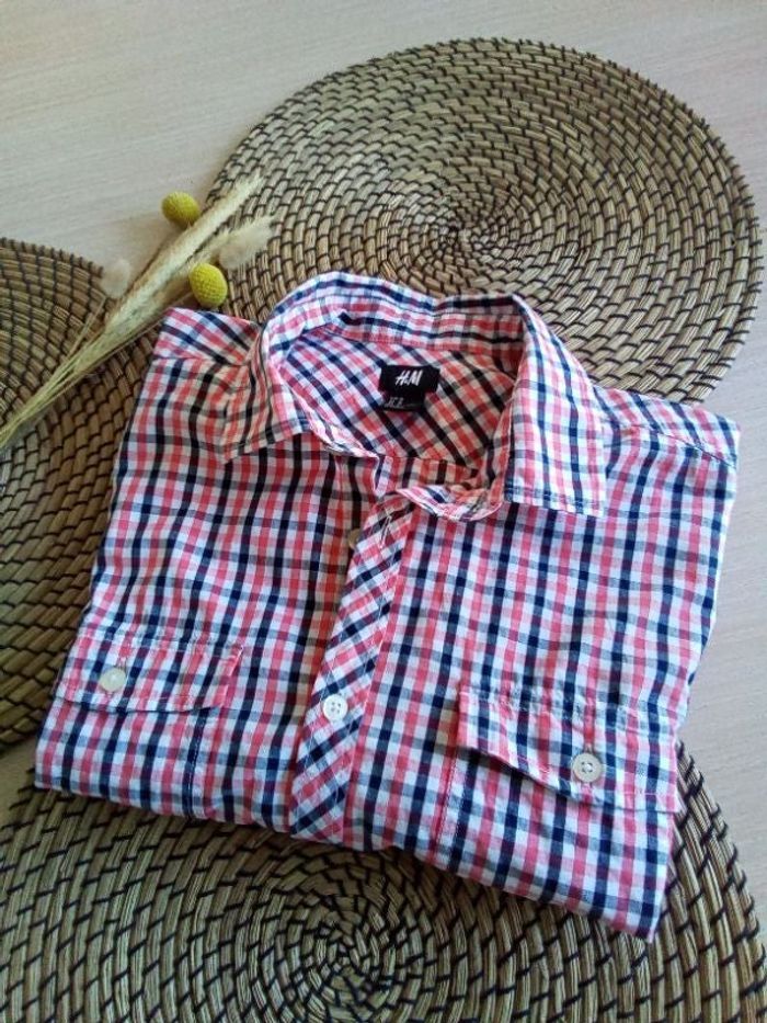 Chemise vichy rouge et noire manches courtes H&M taille M