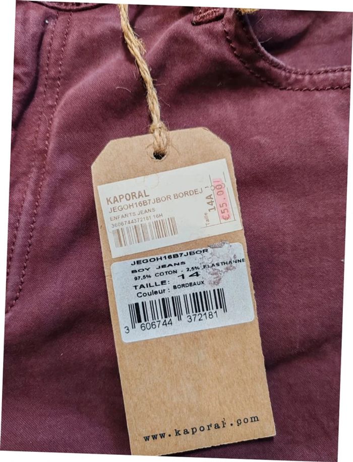 Kaporal jeans bordeaux taille 14 ans neuf avec étiquette - photo numéro 4