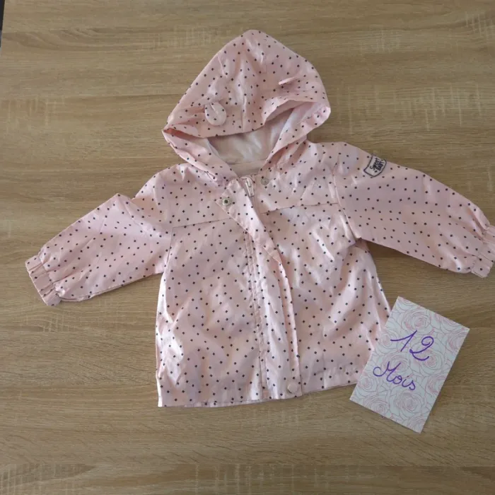 Coupe vent rose a pois 12 mois