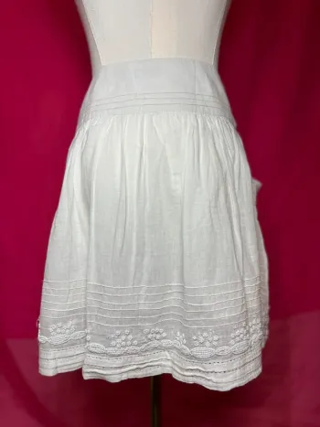 Jupe courte blanche perlée Sandro – 100% coton, taille 36, style bohème chic